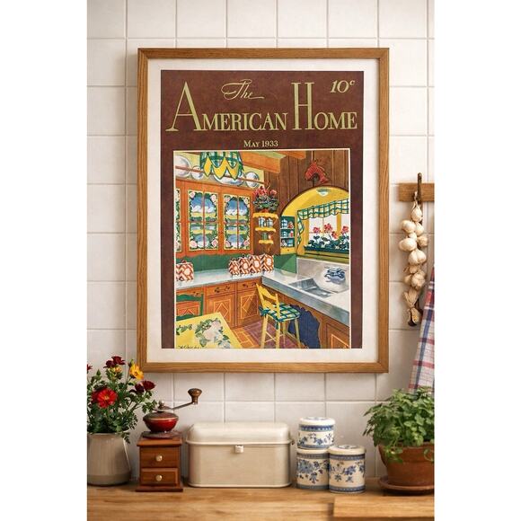 Other - The American Home Magazine May 1933 Vintage Kitchen Decor Illustration Cover